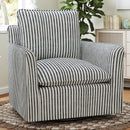 Swivel Accent Chair, Upholstered Square Chair, Swivel Barrel Reading Chair with Thick Padded Backrest Cushion, Arm Chair for Living Room Bedroom Small Spaces, Blue Stripe