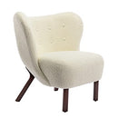 Ebello 34" Wide Adult Modern Teddy Solid Color Tufted Wingback Chair with Solid Wood Leg, Beige