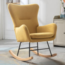 Rocking Chair Nursery, Modern Velvet Glider Rocker with High Backrest, Thick-Padded Seat, Upholstered Rocking Accent Chairs for Living Room, Bedroom