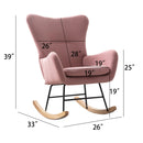 Rocking Chair Nursery, Modern Velvet Glider Rocker with High Backrest, Thick-Padded Seat, Upholstered Rocking Accent Chairs for Living Room, Bedroom