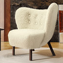 Ebello 34" Wide Adult Modern Teddy Solid Color Tufted Wingback Chair with Solid Wood Leg, Beige