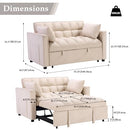 3-in-1 Convertible Sleeper Sofa Bed with Modern Velvet, Reclining Backrest & Side Storage, Beige