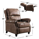 Ebello Pushback Recliner Suede Armchair with Rivet Decor, Brown