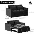 3-in-1 Convertible Sleeper Sofa Bed with Modern Velvet, Reclining Backrest & Side Storage, Black