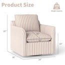 Swivel Accent Chair, Upholstered Square Chair, Swivel Barrel Reading Chair with Thick Padded Backrest Cushion, Arm Chair for Living Room Bedroom Small Spaces, Blue Stripe