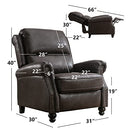 Bonzy Home Pushback Recliner Suede Armchair with Rivet Decor, Black