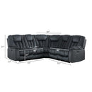 Bonzy Home Manual Reclining L-Shaped Sectional Sofa Set for Living Room