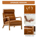 Bonzy Home Mid-Century Modern PU Leather Accent Chair with Ergonomic Design, Camel