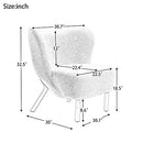 Ebello 34" Wide Adult Modern Teddy Solid Color Tufted Wingback Chair with Solid Wood Leg, Beige