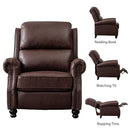 Bonzy Home Pushback Recliner Suede Armchair with Rivet Decor, Camel