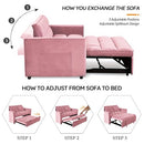 3 in 1 Convertible Sleeper Sofa Bed, Modern Velvet Loveseat Couch Pullout Bed for Living Room, Small Love Seat Lounge Sofa with Reclining Backrest