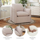 Swivel Accent Chair, Upholstered Square Chair, Swivel Barrel Reading Chair with Thick Padded Backrest Cushion, Arm Chair for Living Room Bedroom Small Spaces, Blue Stripe