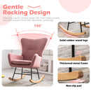 Rocking Chair Nursery, Modern Velvet Glider Rocker with High Backrest, Thick-Padded Seat, Upholstered Rocking Accent Chairs for Living Room, Bedroom