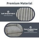 Swivel Accent Chair, Upholstered Square Chair, Swivel Barrel Reading Chair with Thick Padded Backrest Cushion, Arm Chair for Living Room Bedroom Small Spaces, Blue Stripe