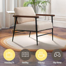 ebello 27" Wide Upholstered Wooden Armchair With Metal Legs And Pillow,Beige