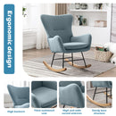 Rocking Chair Nursery, Modern Velvet Glider Rocker with High Backrest, Thick-Padded Seat, Upholstered Rocking Accent Chairs for Living Room, Bedroom