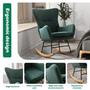 Rocking Chair Nursery, Modern Velvet Glider Rocker with High Backrest, Thick-Padded Seat, Upholstered Rocking Accent Chairs for Living Room, Bedroom