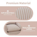 Swivel Accent Chair, Upholstered Square Chair, Swivel Barrel Reading Chair with Thick Padded Backrest Cushion, Arm Chair for Living Room Bedroom Small Spaces, Blue Stripe