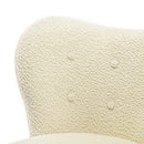 Ebello 34" Wide Adult Modern Teddy Solid Color Tufted Wingback Chair with Solid Wood Leg, Beige