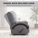 Rocker Recliner Chair for Adults,Manual Recliner Chair with Overstuffed Backrest and Armrests, Soft Fabric Manual Rocking Reclining Sofa for Living Room,Grey