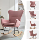 Rocking Chair Nursery, Modern Velvet Glider Rocker with High Backrest, Thick-Padded Seat, Upholstered Rocking Accent Chairs for Living Room, Bedroom