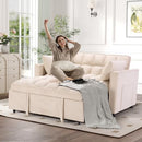 3-in-1 Convertible Sleeper Sofa Bed with Modern Velvet, Reclining Backrest & Side Storage, Beige