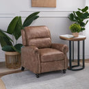 Ebello Pushback Recliner Suede Armchair with Rivet Decor, Brown