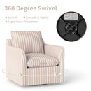 Swivel Accent Chair, Upholstered Square Chair, Swivel Barrel Reading Chair with Thick Padded Backrest Cushion, Arm Chair for Living Room Bedroom Small Spaces, Blue Stripe