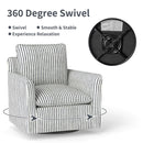 Swivel Accent Chair, Upholstered Square Chair, Swivel Barrel Reading Chair with Thick Padded Backrest Cushion, Arm Chair for Living Room Bedroom Small Spaces, Blue Stripe