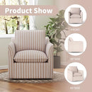 Swivel Accent Chair, Upholstered Square Chair, Swivel Barrel Reading Chair with Thick Padded Backrest Cushion, Arm Chair for Living Room Bedroom Small Spaces, Blue Stripe