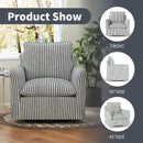 Swivel Accent Chair, Upholstered Square Chair, Swivel Barrel Reading Chair with Thick Padded Backrest Cushion, Arm Chair for Living Room Bedroom Small Spaces, Blue Stripe