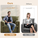 Bonzy Home 38" Wide Chenille Fabric Track Arm Chair and a Half, Green (Set of 2)