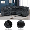 Bonzy Home Manual Reclining L-Shaped Sectional Sofa Set for Living Room