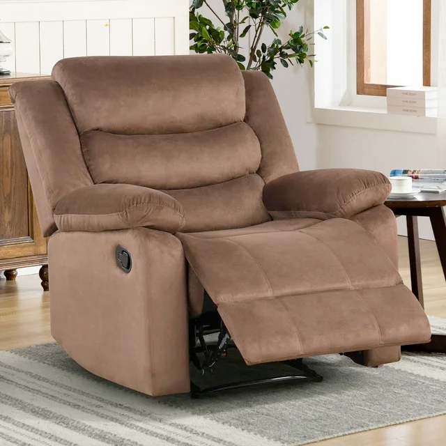 Bonzy Home Widen Recliner Chair with Comfortable Arms and Back Single Sofa for Living Room, Brown