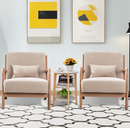 Ebello Mid-Century Modern Accent Chair(set of 2), Reading Armchair, Living Room Armchair, Beige