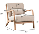 Ebello Mid-Century Modern Accent Chair, Reading Armchair, Living Room Armchair, Beige