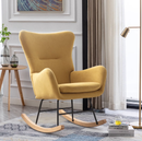 Bonzy Home Nursery Rocking Chair, Accent Rocker Glider Side Chair with High Backrest for Nursery Living Room Bedroom Office，Yellow