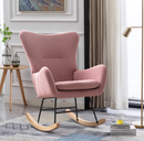 Bonzy Home Nursery Rocking Chair, Accent Rocker Glider Side Chair with High Backrest for Nursery Living Room Bedroom Office，Pink