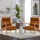 Ebello Design Mid Century Modern Accent Chair, Reading Armchair, Arm Chairs for Living Room,Brown(set of 2)