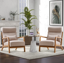 Ebello Design Mid Century Modern Accent Chair, Reading Armchair, Arm Chairs for Living Room, Beige(set of 2)