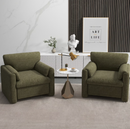 Bonzy Home 38" Wide Adult Chenille Fabric Solid Color Track Arm Chair and a Half with Plush Cozy, Green (Set of 2)