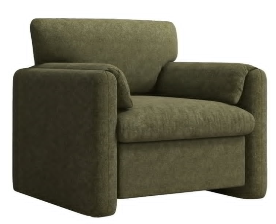 Bonzy Home 38" Wide Adult Chenille Fabric Solid Color Track Arm Chair and a Half with Plush Cozy, Green (Set of 2)