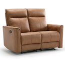 Bonzy Home 2-Seater Manual Recliner Sofa - Wall Hugger Loveseat with Split Back Design, Brown Leather Reclining Couch for Small Spaces, 700lb Capacity