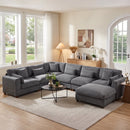 Bonzy Home L-Shaped Convertible Sectional Sofa, Modern Ultra-Comfort Corduroy Corner Couch with Ottoman, Configurable for Living Room & Family Room, Gray
