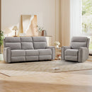 Bonzy Home Power Reclining Sofa Set, Electric Single Recliner & 3-Seat Couch with USB & Type-C Charging Ports, Fabric Living Room Sofa Set with Power Headrest, Gray