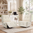 Bonzy Home Power Electric Glider Swivel Recliner Chair with USB & Type-C Ports, Comfy Upholstered 360° Rotatable Armless Single Sofa for Living Room Bedroom Reading Nook, White