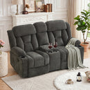 Bonzy Home Loveseat Recliner with Flip-Up Storage Console & Cup Holders, Soft Fabric Manual Reclining Sofa for Living Room, Dark Gray