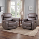Bonzy Home Set of 2 Manual Recliner Chair with Arm Storage & Adjustable Recline, Soft Fabric Reclining Sofa for Living Room Bedroom, Saddle Brown