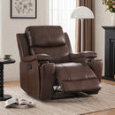 Bonzy Home Single Manual Recliner Chair with Arm Storage & Adjustable Recline, Soft Fabric Reclining Sofa for Living Room Bedroom, Espresso Brown