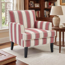 Bonzy Home Striped Accent Chair, Upholstered Armchair with Nailhead Trim & Sturdy Wood Legs, Classic Comfy Side Chair for Living Room Bedroom Study Balcony, Red Stripe